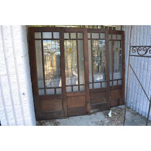 Four vintage Australian leadlight doors, each 202 cm high, 70…