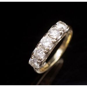 Five stone diamond and two tone 14ct gold ring marked 14k.&hellip;