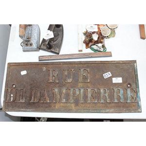 French street sign, Rue de Dampierre D' Entrer, approx 21 cm…