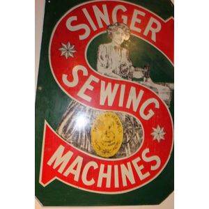 Antique singer sewing machine tin enamel sign original