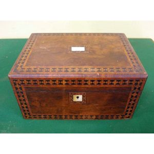 Antique timber sewing box, with inlaid timber & mother of pearl…
