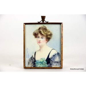 A fine Edwardian portrait miniature of a young lady 1905, a…