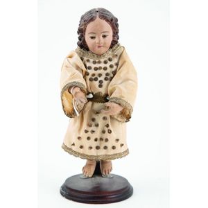 Antique Italian composition Christ child figure, glass…