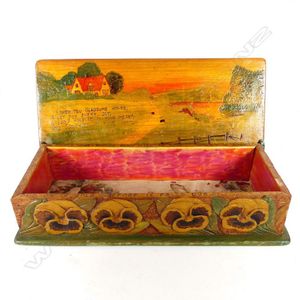 A Jane Brenkley carved wood 'Friendship' box, the hinged lid…