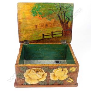 A Jane Brenkley carved wood 'Friendship' box, the hinged lid…