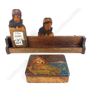 A Jane Brenkley New Zealand Exhibition 1940 box and Maori…