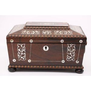19th century rosewood sarcophagus shaped jewellery box inlaid…