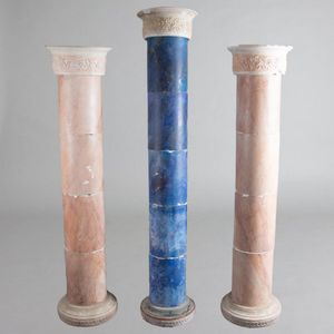 Roman-inspired Concrete Columns in Blue and Pink - Roman - Antiquities