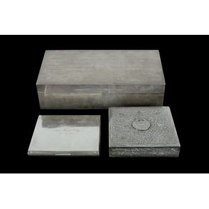 Three various silver items. Cigarette box, London 1924; Mappin…
