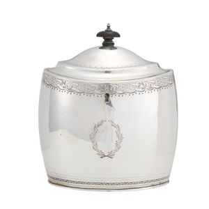 A George III sterling silver tea caddy, by John Emes, London,…