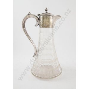 Victorian S/P cut glass claret jug the lid with urn finial, the…