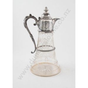 Victorian S/P & cut glass claret jug the domed lid with…