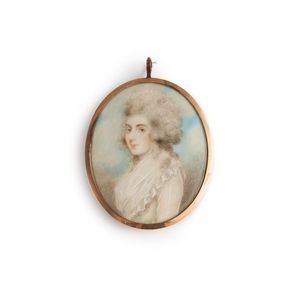 A miniature, a lady circa 1790 likely by Richard Cosway, with…