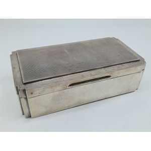 English sterling silver cigarette box, Spanish cedar twin…