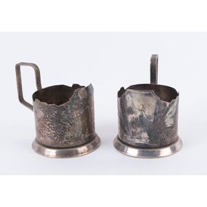 Two Russian tea glass holders, early 20th century, 9 cm high,…