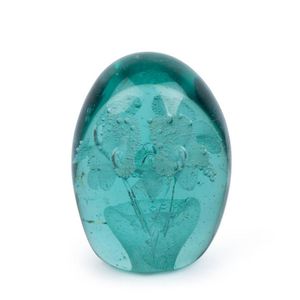 An antique English glass dump paperweight with silver floral…