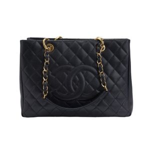 Chanel Black Quilted Caviar Leather Grand Shopping Tote Bag - The Lux Portal
