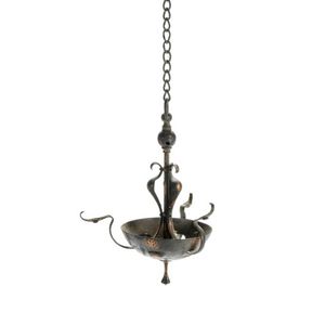 British Arts & Crafts hammered copper 3 branch hanging pendant&hellip;