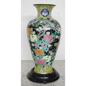 Good antique Chinese painted ceramic floor vase painted bird&hellip;