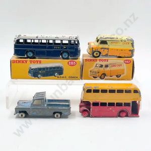 Vintage Dinky Toys models of British Bedford trucks and vans