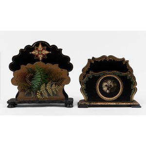 Two Victorian hand painted papier mache letter stands, one…
