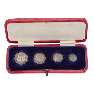A 1917 Maundy money set, comprising of four coins, in original…