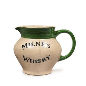 Hoffmann 'Milne's Whisky' pottery advertising jug, stamped…