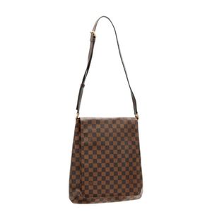 LOUIS VUITTON MUSETTE SALSA GM DAMIER EBENE Brown Suede Leather