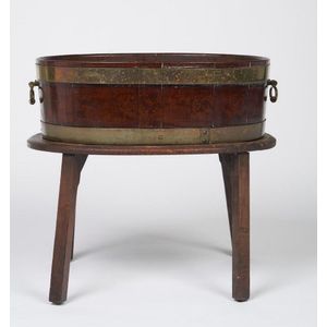 A George III brass- bound mahogany oval wine cooler, English,&hellip;