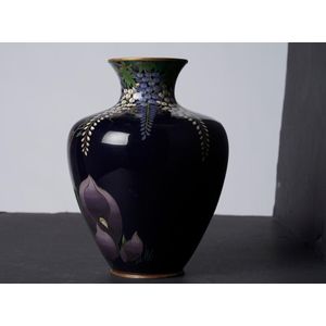 A good quality blue ground cloissone vase, Japanese Meiji…