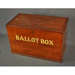 Early cedar ballot box. Dovetail construction with brass…