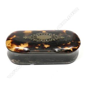 A 19th century papier-mache snuff box, rectangular form, the…