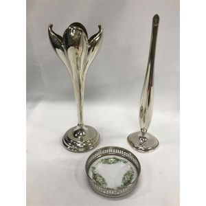 A silver plate Art Nouveau 'Plato' bud vase, a WMF silver plate…