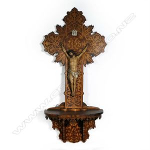 An impressive 19th century French crucifix, the painted…