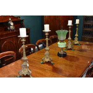 Rare set of four French candlesticks, all matching with gilded…