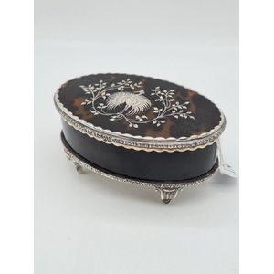 Antique tortoise shell trinket box, with sterling silver…