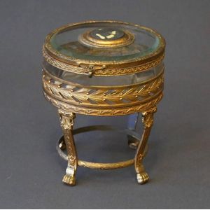 French ormolu & crystal jewel casket. Central ivory embossed…