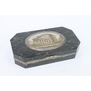 A European silver-mounted hardstone snuff-box, rectangular,…