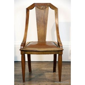 A set of six Art Deco walnut dining chairs, circa 1930, the&hellip;