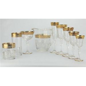 Crystal Drink Glass with deals Gold Rim - Hand cut in Czech Republic