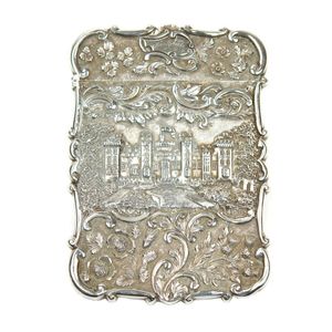 A rare Victorian silver double-sided castle-top card case,…