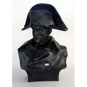 A large and powerful bronzed bust of Napoleon Bonaparte, in…