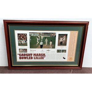 Australian cricket 'Caught Marsh Bowled Lillee' signed limited…