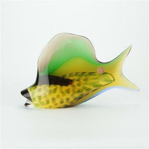 Exbor Czech Art Glass fish in green & orange tones, with an…