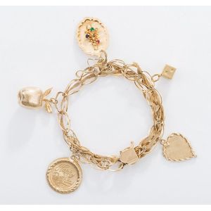 Gold Charm Bracelet with 8 Charms