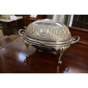 antique silver warming dish