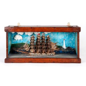 A Victorian diorama, English 19th century; of a four masted…