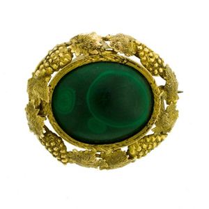 Colonial Australian Malachite Brooch in 18ct Yellow Gold - Brooches ...