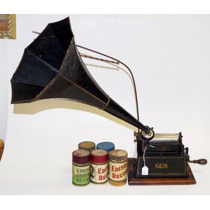 Vintage Edison 'Gem' phonograph fully marked to winding…