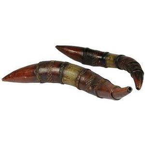 African Horn and Leather Powder Flask (57 cm) - African - Tribal